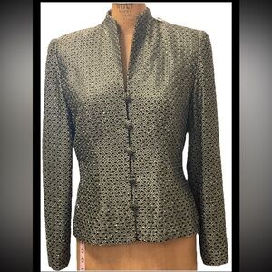 Marie St Clair Blazer Jacket Crystal Beaded Black Gold Stunning Size 10